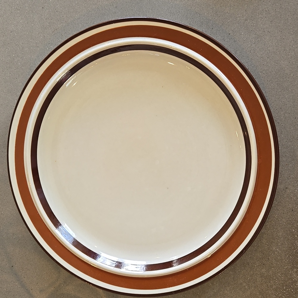 Vintage Elegant Cream and Brown Striped Bowl Dachi Tableware
